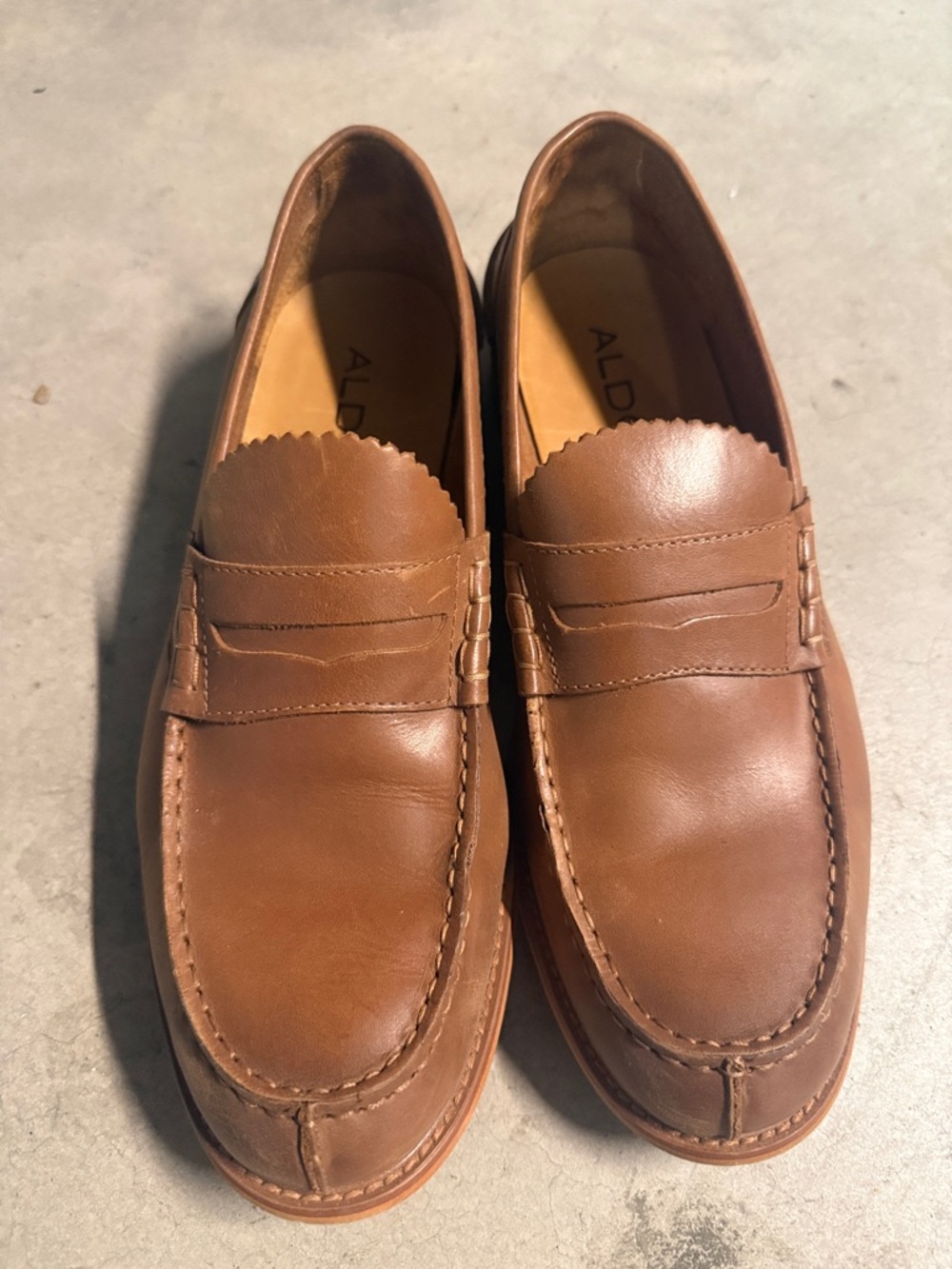 Aldo Brown Leather Penny Loafers